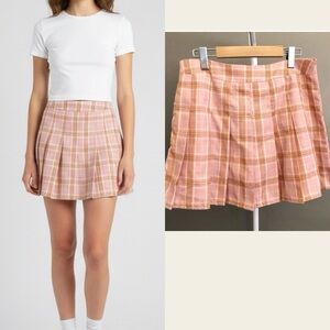Gorgeous Pink Y2K Skater Mini Plaid Cute Festival Skirt.